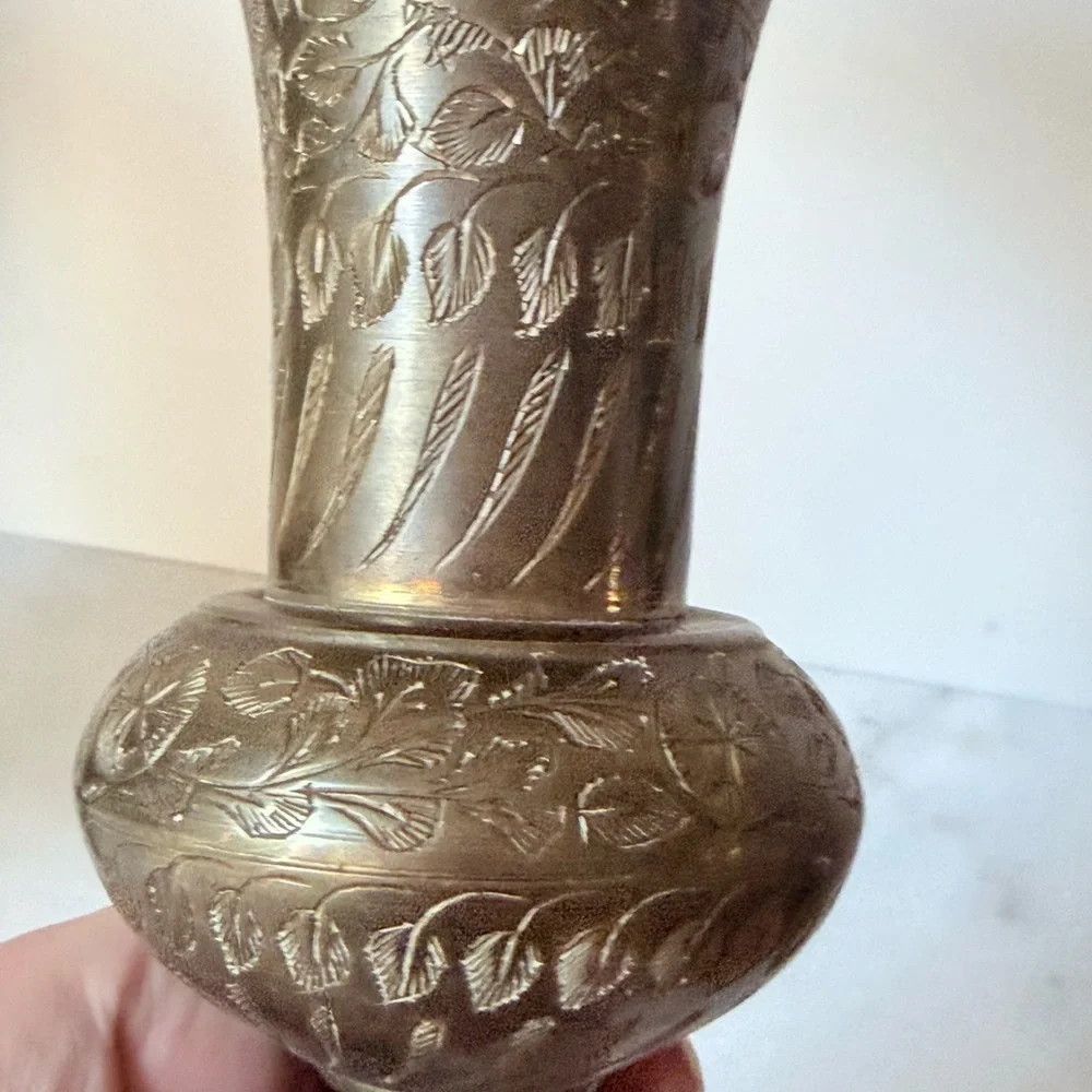 Pair Vintage Indian Bidriware Vase